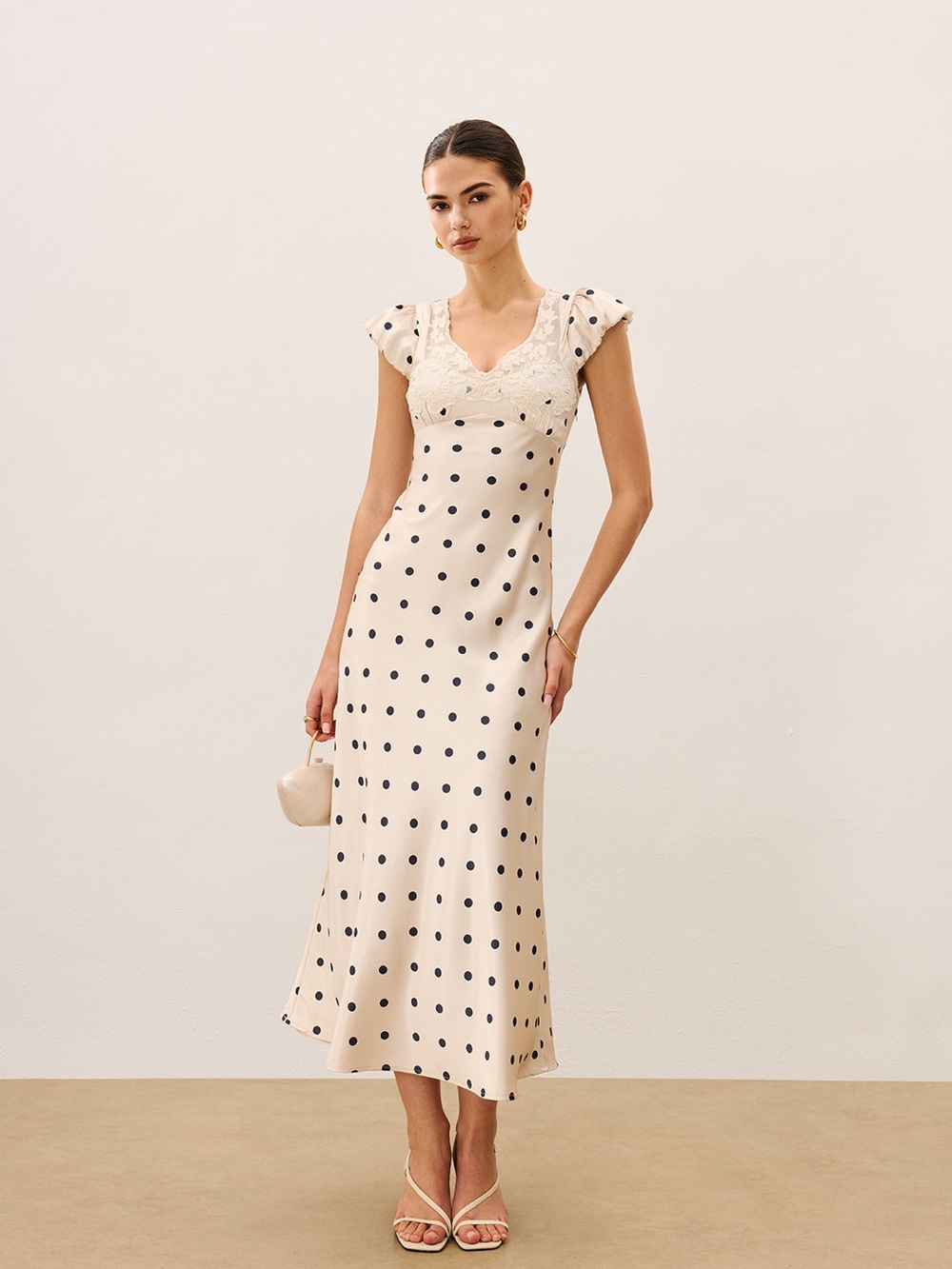 Commense Lace Trim Polka Dot Dress - Size XS - Picture 5 of 14